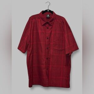 Yago Button Down Shirt with Red Windowpane Pattern XXL